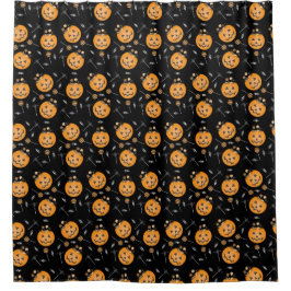 Kürbislaterne Halloween Candy Ecket Duschvorhang