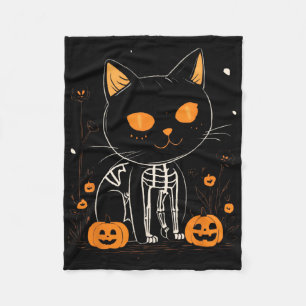 Kürbislaterne Halloween Spooky Kawaii Skeleton Ca Fleecedecke
