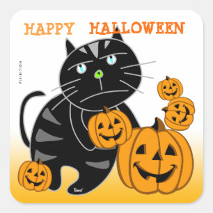 Kürbislaterne Halloween Sticker Black Cat 2