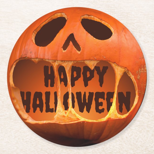Kürbislaterne Kürbis Halloween-Party Runder Pappuntersetzer (Vorderseite)