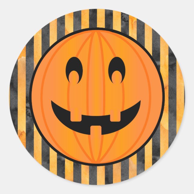 Kürbislaterne mit Halloween Stripes Stickers (Vorderseite)