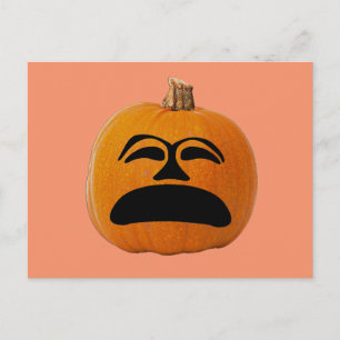 Kürbislaterne mit traurigem Gesicht, Halloween-Kür Postkarte