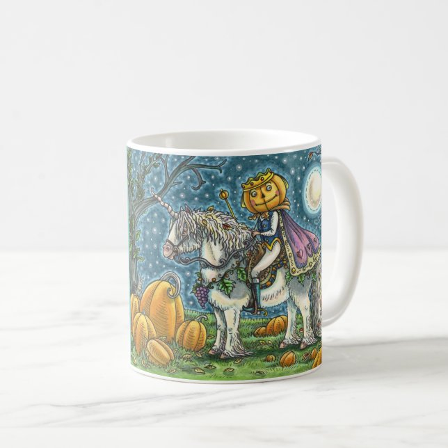 KÜRBISLATERNE PRINCE AUF SEINEM MAGIC UNICORN PONY KAFFEETASSE (VorderseiteRechts)