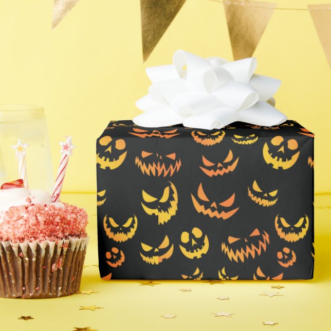 Kürbislaterne Pumpkin Face Geschenkpapier (Geburtstagsparty)