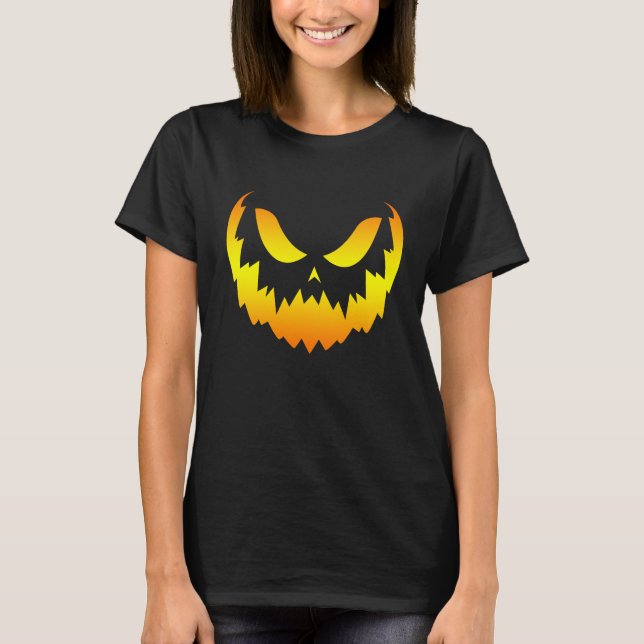 Kürbislaterne Pumpkin Face Gradient T-Shirt (Vorderseite)