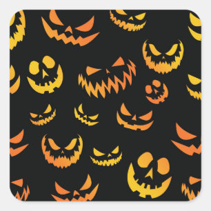 Kürbislaterne Pumpkin Face Quadratischer Aufkleber