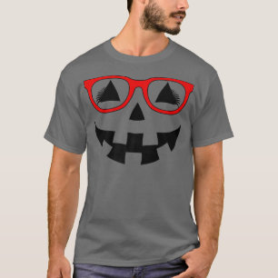 Kürbislaterne Pumpkin Face Red Glasses Lashes Hal T-Shirt