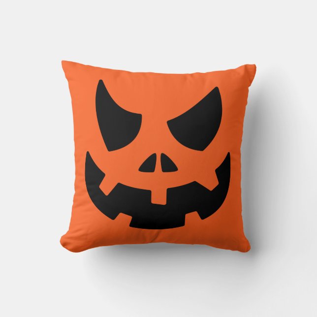 Kürbislaterne Pumpkin Face Throw Kissen (Vorderseite)