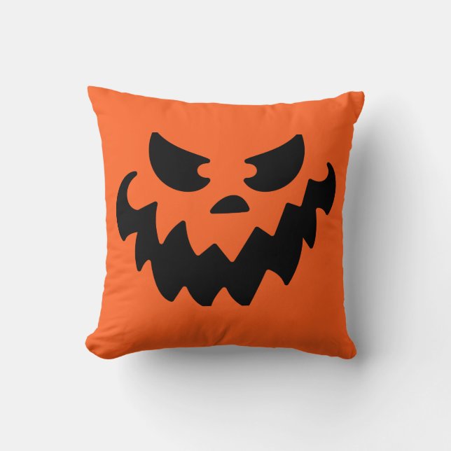 Kürbislaterne Pumpkin Face Throw Kissen (Vorderseite)