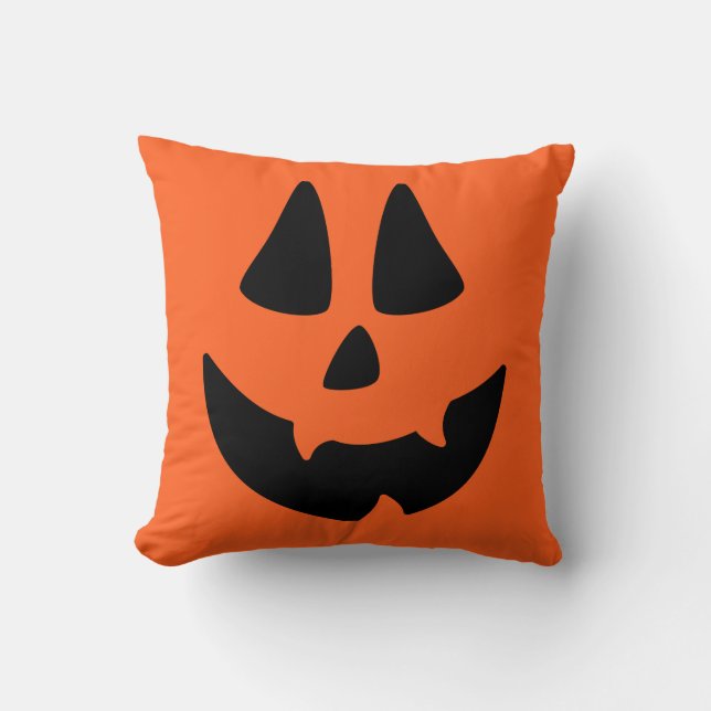 Kürbislaterne Pumpkin Face Throw Kissen (Vorderseite)