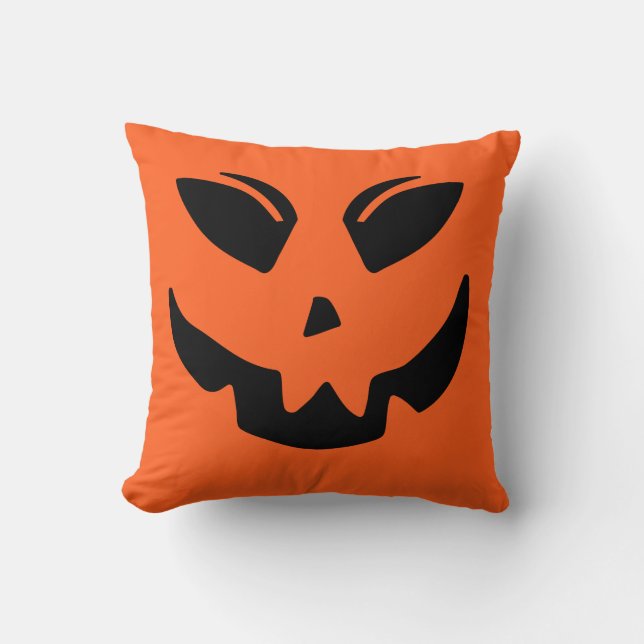 Kürbislaterne Pumpkin Face Throw Kissen (Vorderseite)