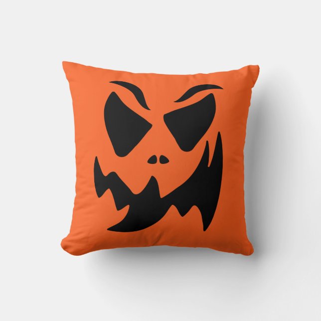Kürbislaterne Pumpkin Face Throw Kissen (Vorderseite)