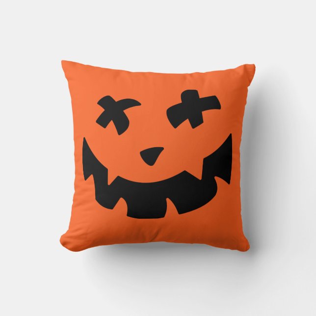 Kürbislaterne Pumpkin Face Throw Kissen (Vorderseite)