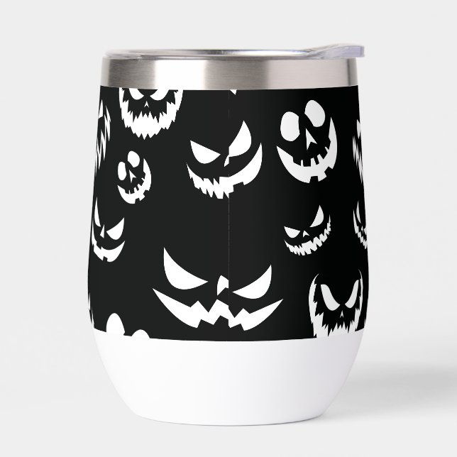 Kürbislaterne Pumpkin Gesicht Schwarz-Weiß (Links)