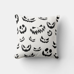 Kürbislaterne Pumpkin Gesicht Schwarz-Weiß Kissen