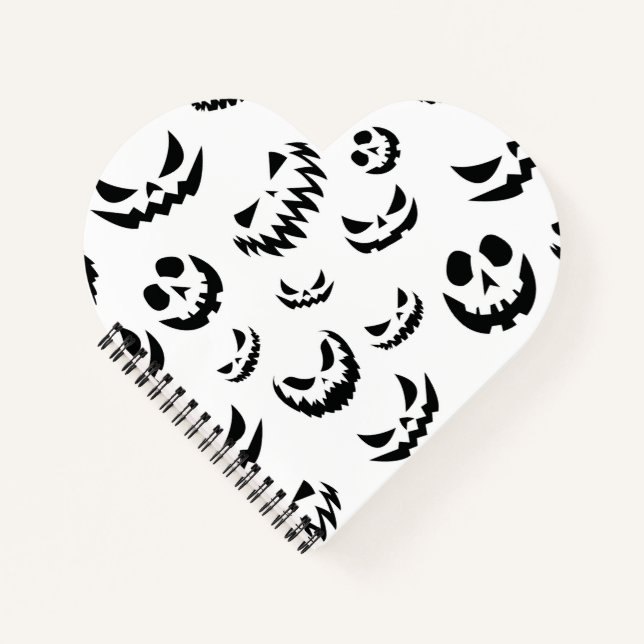 Kürbislaterne Pumpkin Gesicht Schwarz-Weiß Notizbuch (Vorderseite)