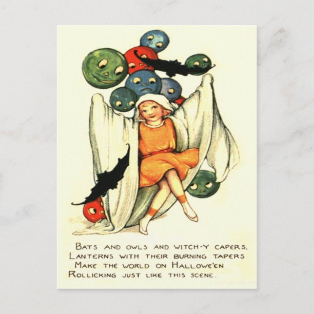 Kürbislaterne Pumpkin Ghost Girl Postkarte (Vorderseite)