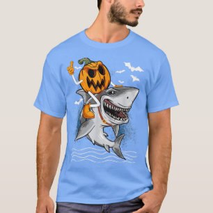 Kürbislaterne Pumpkin Riding Hai Halloween Kosten T-Shirt