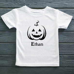 Kürbislaterne Schwarz/Weiß Niedlicher Halloween-Na Kleinkind T-shirt