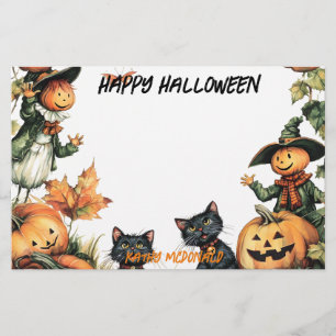 Kürbislaterne, Schwarze Katzen und Scarecrow Briefpapier