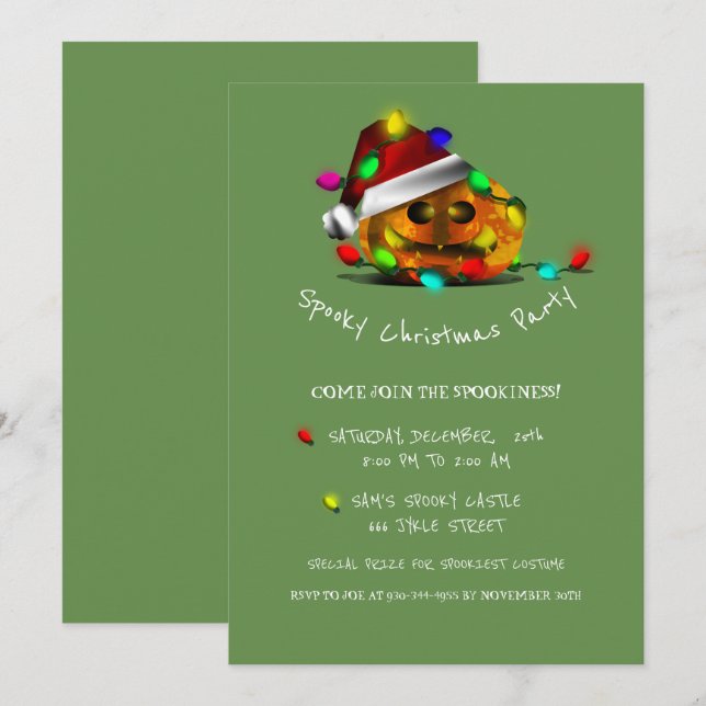 KÜRBISLATERNE SPOOKY CHRISTMAS PARTY EINLADUNG (Vorne/Hinten)