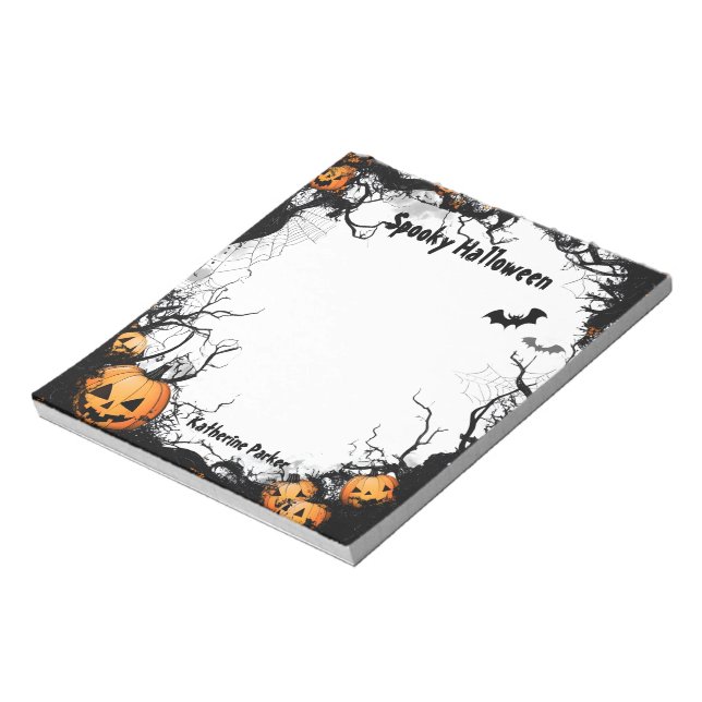 Kürbislaterne Spooky Halloween Notizblock (Rotiert)