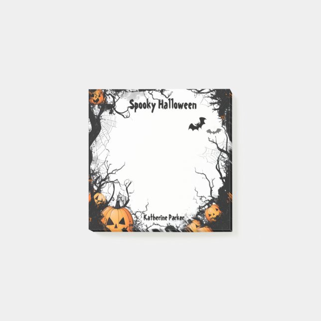 Kürbislaterne Spooky Halloween Post-it Klebezettel (Vorderseite)