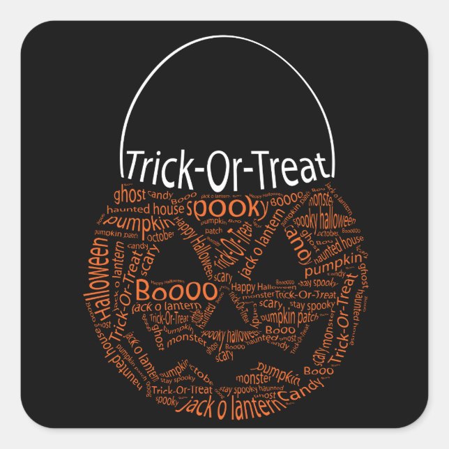 Kürbislaterne-Typografie-Orange Quadratischer Aufkleber (Vorderseite)