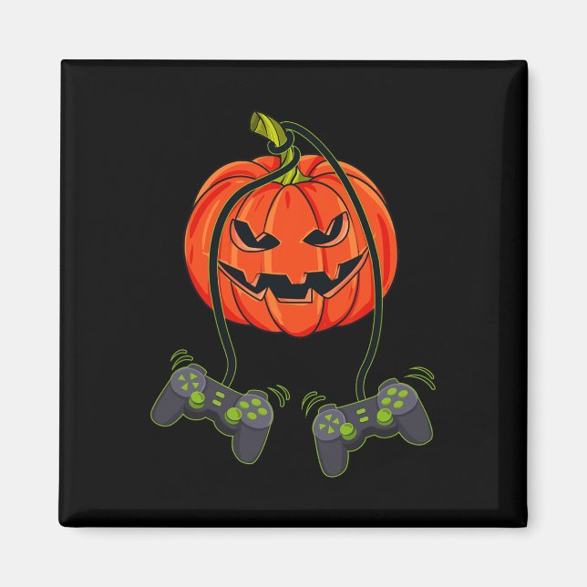 Kürbislaterne Video Gamer Controller Halloween B Magnet (Vorne)