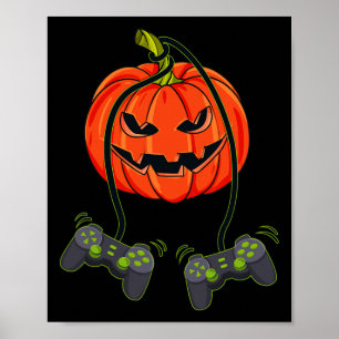 Kürbislaterne Video Gamer Controller Halloween B Poster