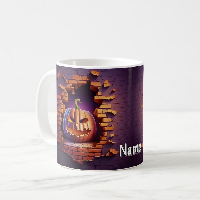 Kürbislaterne zum Ausblenden der 3D-Mauer Kaffeetasse (Vorderseite Links)