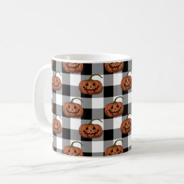 Kürbislaternen auf Buffalo Karo, Halloween Kaffeetasse