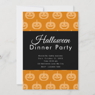 Kürbislaternen-Muster Halloween-Dinnerparty Einladung