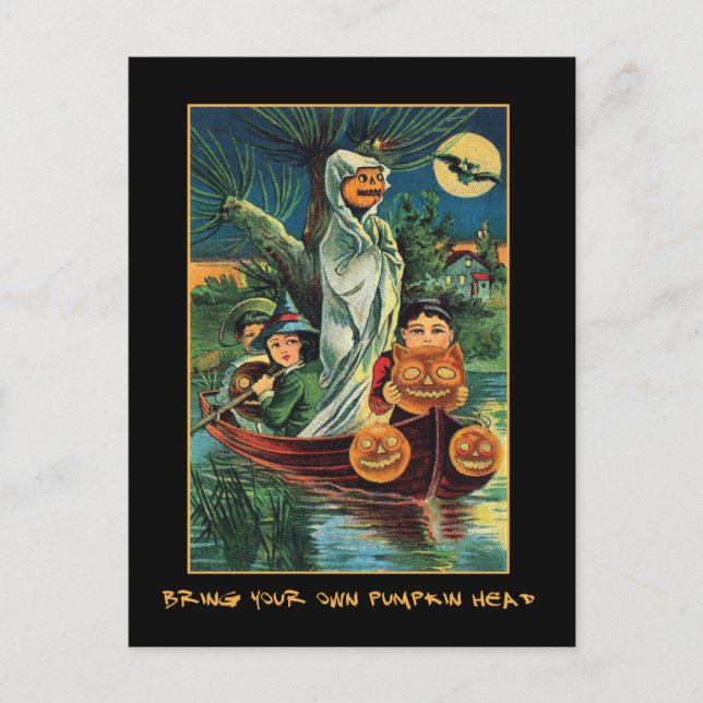 Kürbislaternen über Wasser Vintag Halloween Bloody Einladungspostkarte (Vorderseite)