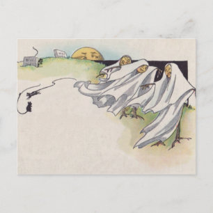 Kürbislaternen Vogelscheuche Friedhof Postkarte