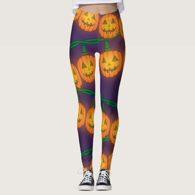 Kürbislaternenlichter Leggings (Vorderseite)