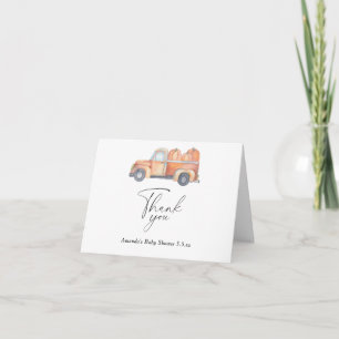 Kürbislieferwagen Herbst-Baby-Party - Danke Karte