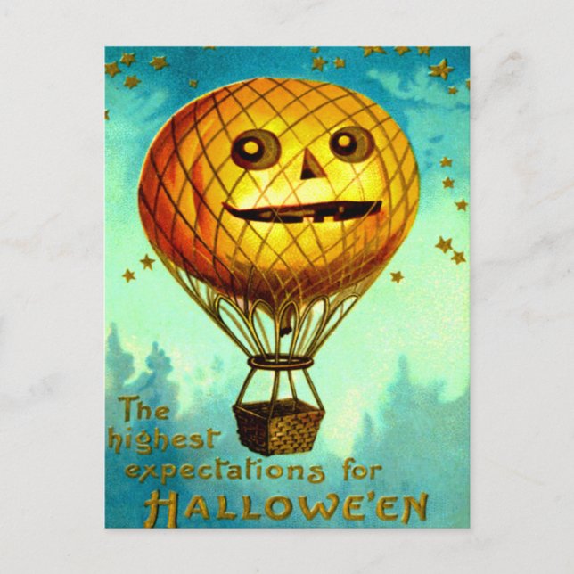 Kürbisluftballon Postkarte (Vorderseite)