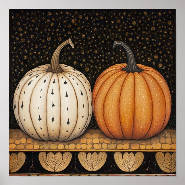 Kürbismalerei Herbstposter Küchendekor Poster (Vorne)