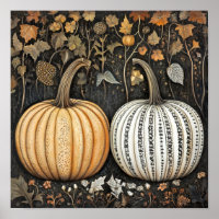 Kürbismalerei Herbstposter Küchendekor