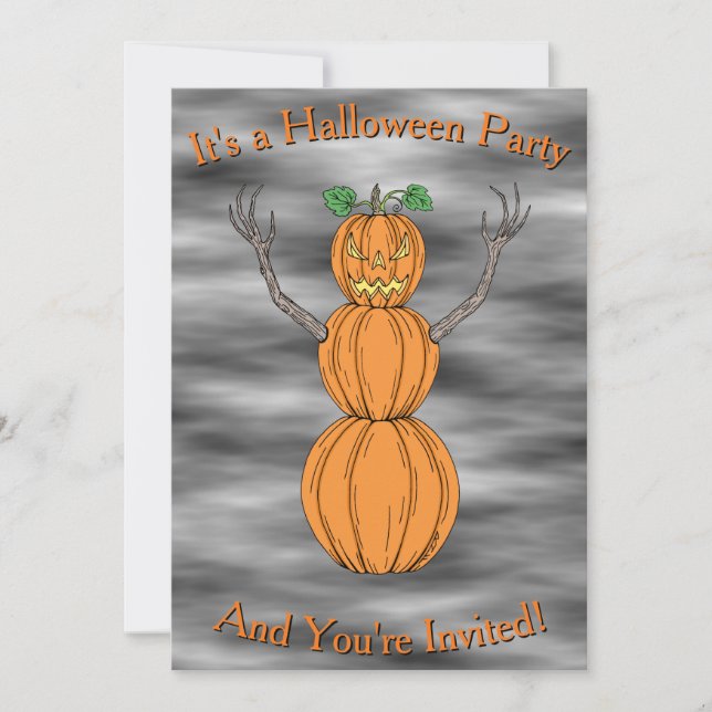 Kürbismann Halloween-Kunst Einladung (Vorderseite)