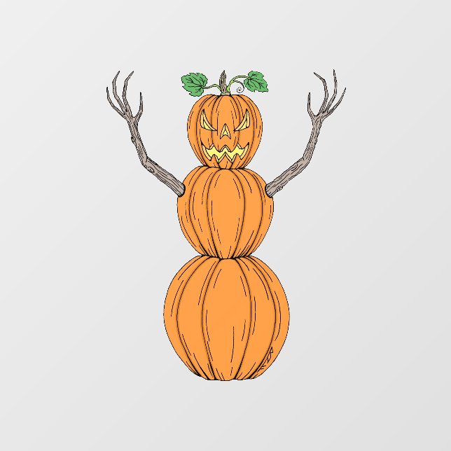 Kürbismann Halloween-Kunst Fensteraufkleber (Blatt)