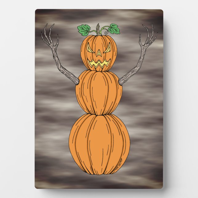 Kürbismann Halloween-Kunst Fotoplatte (Vorderseite)
