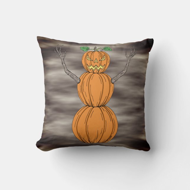 Kürbismann Halloween-Kunst Kissen (Vorderseite)