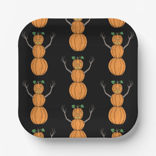 Kürbismann Halloween-Kunst Pappteller (Vorderseite)