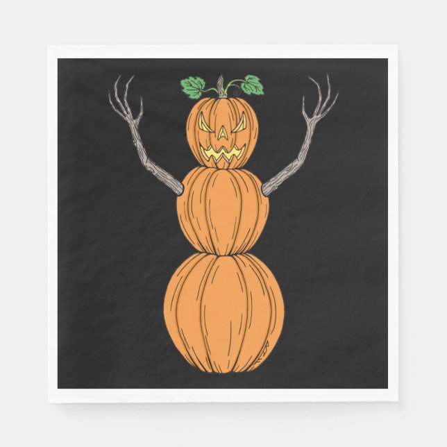 Kürbismann Halloween Kunst Serviette (Vorderseite)