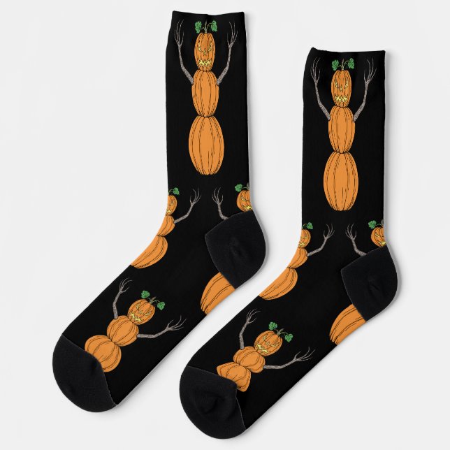 Kürbismann Halloween-Kunst Socken (Linkes Detail)