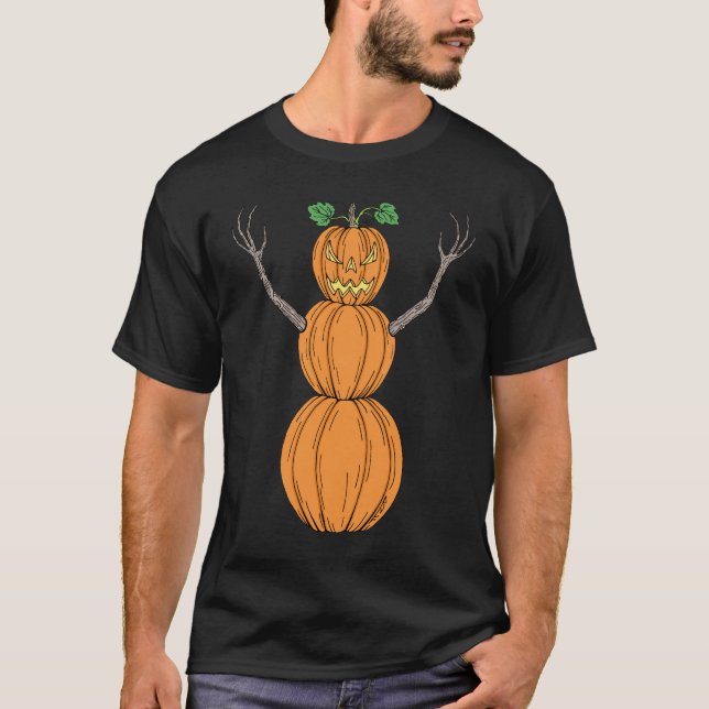 Kürbismann Halloween-Kunst T-Shirt (Vorderseite)