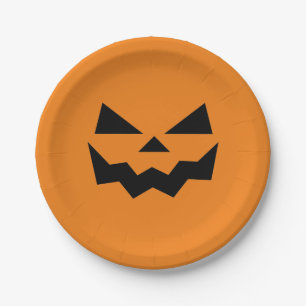 Kürbismaske Orange und Schwarz Jack-o-lantern Pappteller