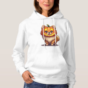 Kürbismaske Pomeranian Hund Hoodie